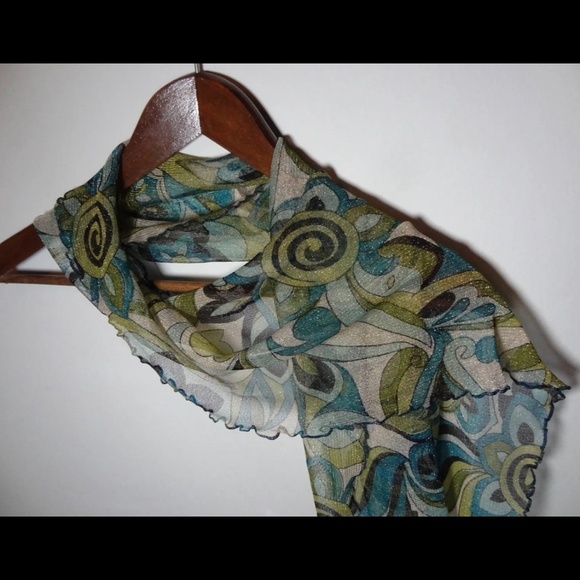 Vintage Authentic Retro 60's or 70's Stretchy Floral Hair or Neck Scarf - Picture 2 of 9